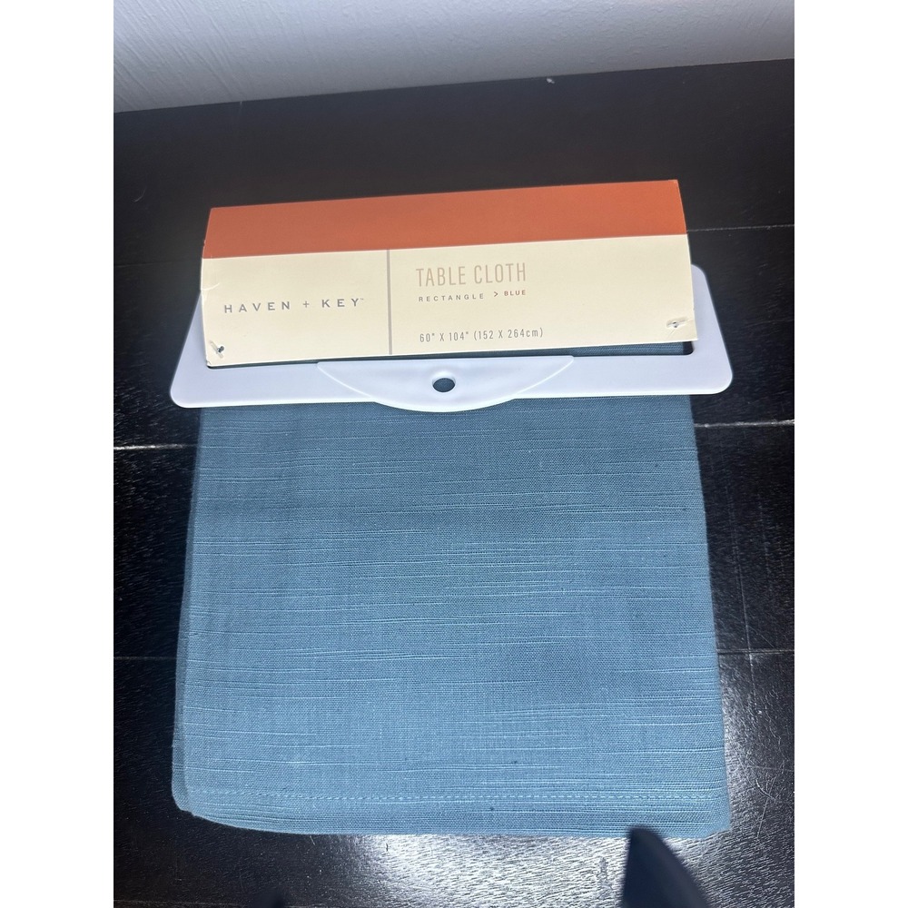 Havenโ Key Blue Rectangle Tablecloth 60X104 Linen Blend Textured Accent